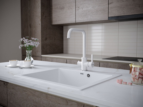 Смеситель для кухни Paulmark LOGAS Lo213021-331 на раковину белый - фото 2